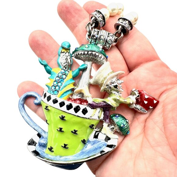 Kirks Folly Womens Necklace Crystal Magnetic Enhancer Wonderland Tea Party - Picture 1 of 4